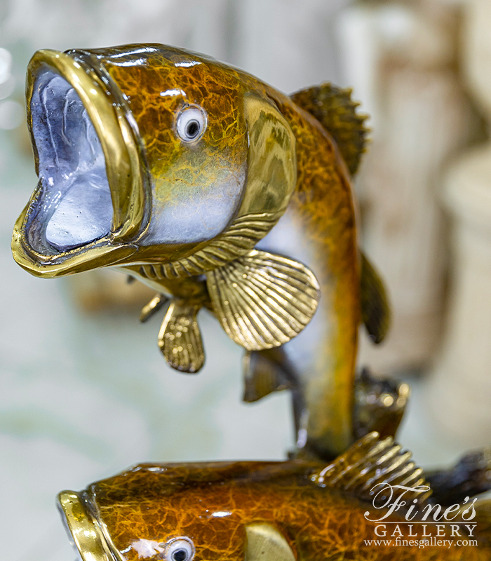 Bronze Statues  - Bronze Fish Statue - Bass - BS-1330